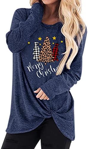 JJHAEVDY   Ženska božićno majica Božić Doodles Košulja Casual pulover okruglog izreza i dugi rukav Majice
